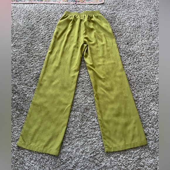 4th & Reckless Geometric Satin Wide Leg Pants in Lime Green Women’s Size L - Picture 6 of 15